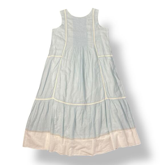 EKA Handmade in India Cotton Dress Small Blue White Sleeveless Boho Cottagecore - Picture 6 of 9